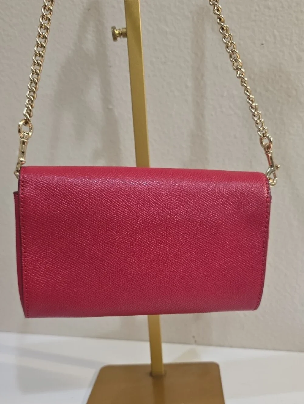 Coach Pink Crossbody Wallet with Gold Chain Strap